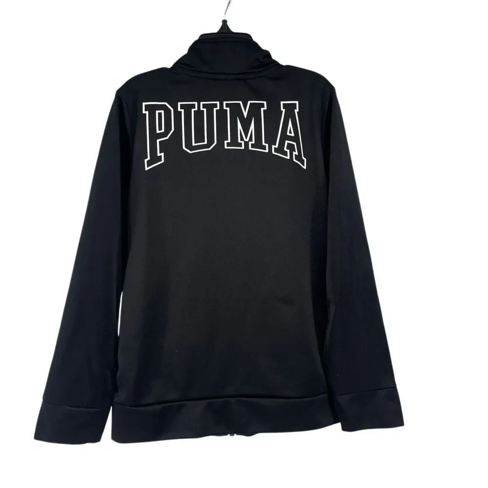 Puma Boys Size 7 Black Tracksuit 2-Piece Track Jacket Jogger Pants Athletic Set